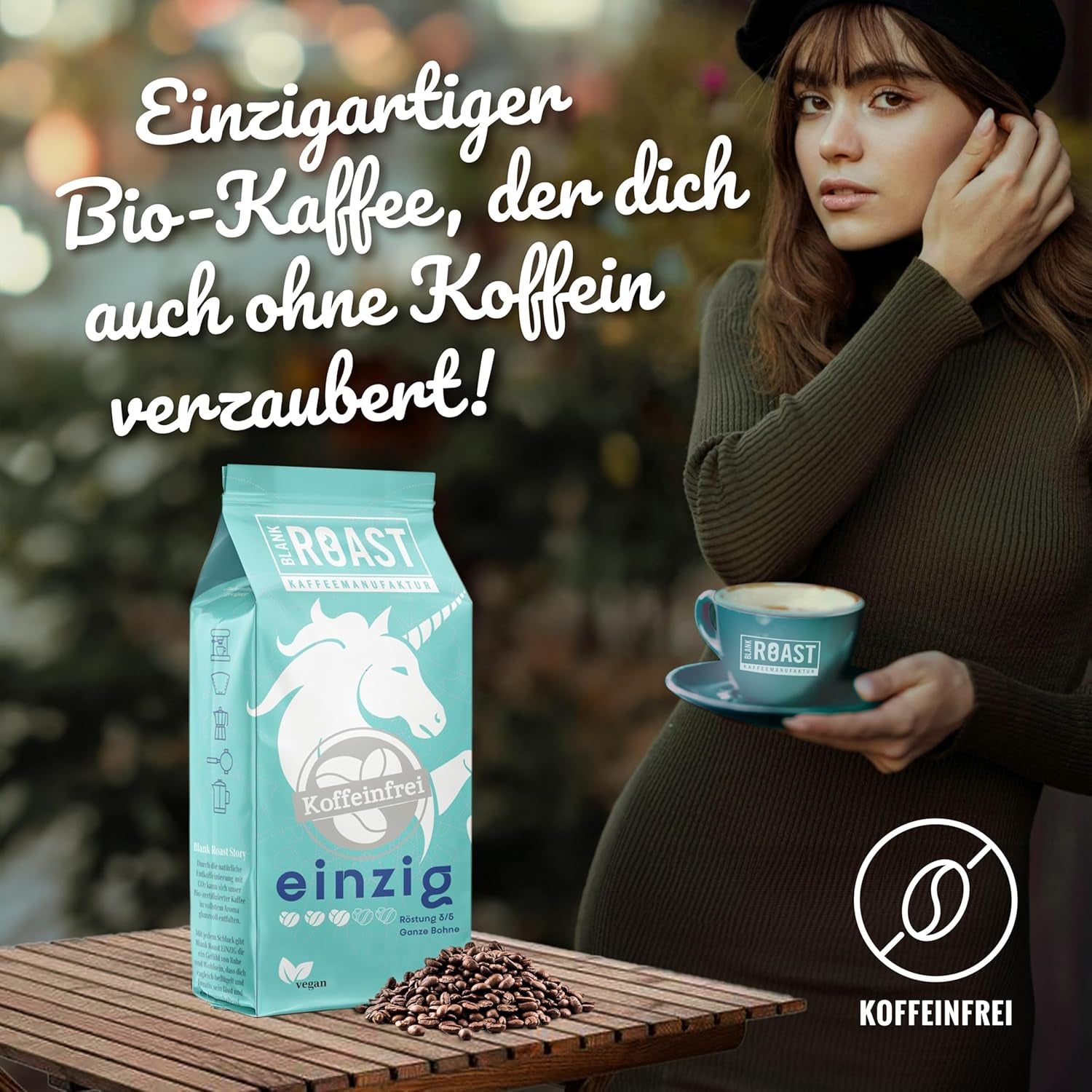Arrosto bianco - EINZIG - 1kg - Kaffeebohnen kafeinfrei - 100% Arabica dal Perù - schonend & umweltfreundlich entkoffeiniert - säurearm mit voller Crema - ideal für jede Zubereitungsart