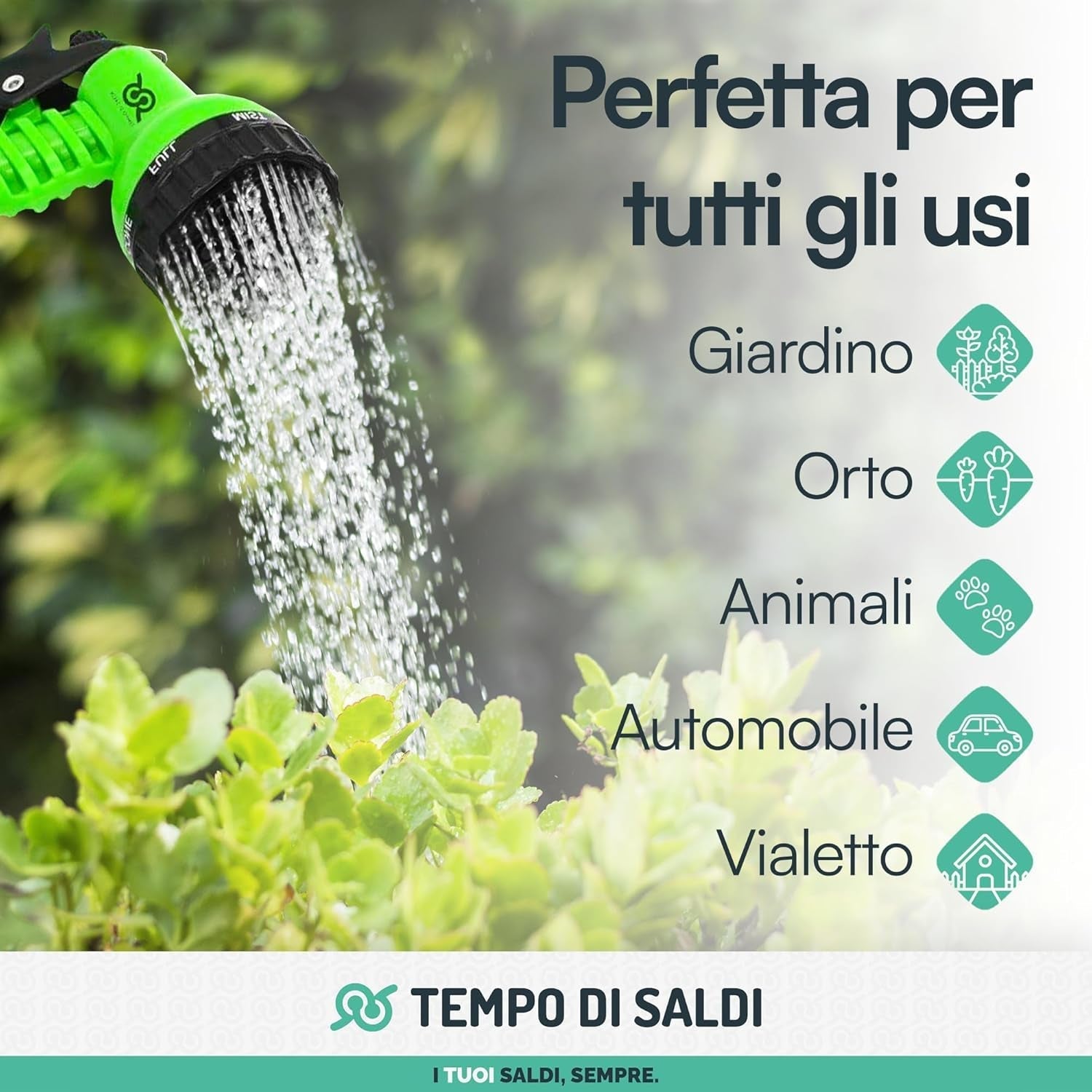 Tubo da giardino estensibile da 15 m con 7 funzioni per la pulizia impermeabile