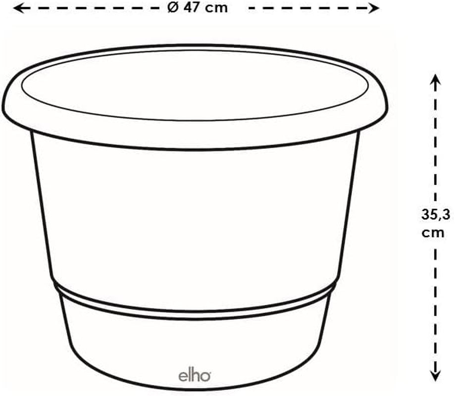 elho Amiga Round 47 - Vasi da fiori per interni ed esterni - 100% plastica riciclata - Ø 47,0 x H 35,3 cm - Beige/Beige fungo