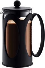 Caffettiera Bodum Kenya - 1 L / 8 tazze - Vetro borosilicato con stampa francese manuale e acciaio inossidabile - Lavabile in lavastoviglie - Prodotto in Portogallo