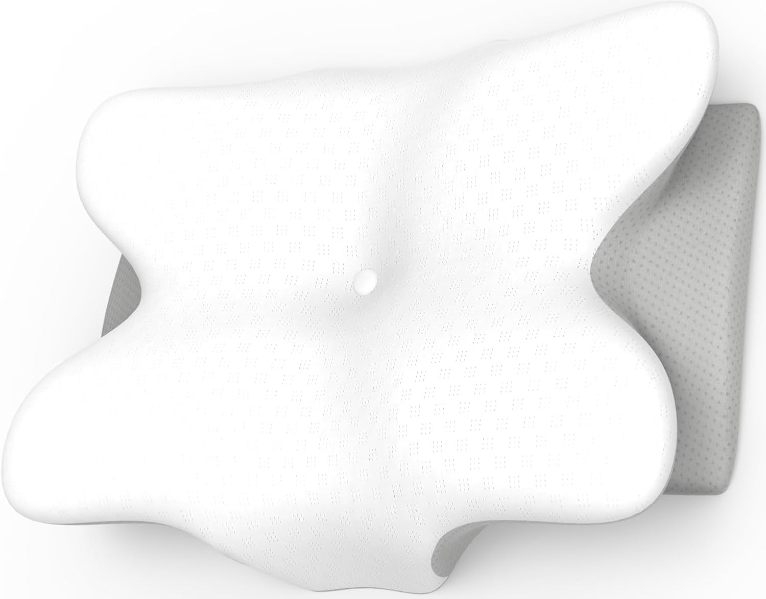 Cuscino cervicale ergonomico in memory foam per collo con fodera lavabile rimovibile per sonno ortopedico, dolori al collo e dolori addominali (55X35X13 cm) Naty Shop Cuscini ortopedici cervicali Grigio Standard Dimensioni 55X35X13/10 cm