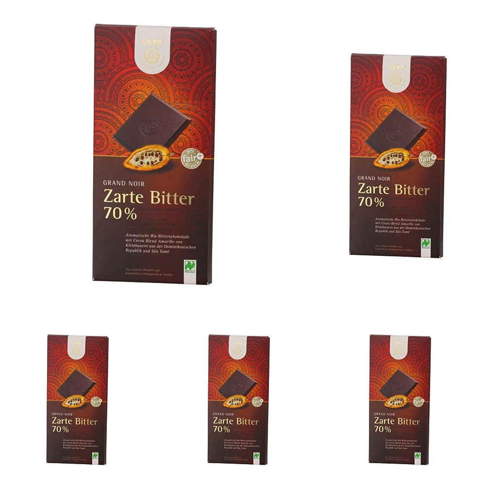 - Cioccolato fondente Grand Noir - Cioccolato biologico al 70% DE-ÖKO-013 - 100g (confezione da 5)