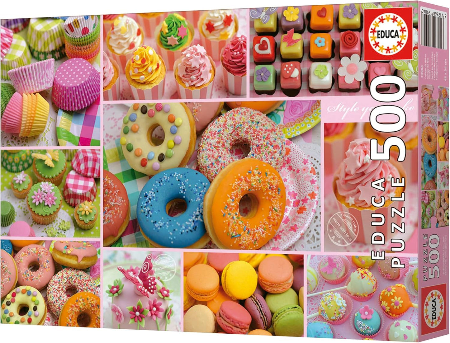 Educa - Puzzle da 500 pezzi per adulti | Collage di caramelle. Dimensioni: 48X34 cm. Include la colla per puzzle Fixpuzzle. Per 11 anni (19904) Puzzle Naty Shop