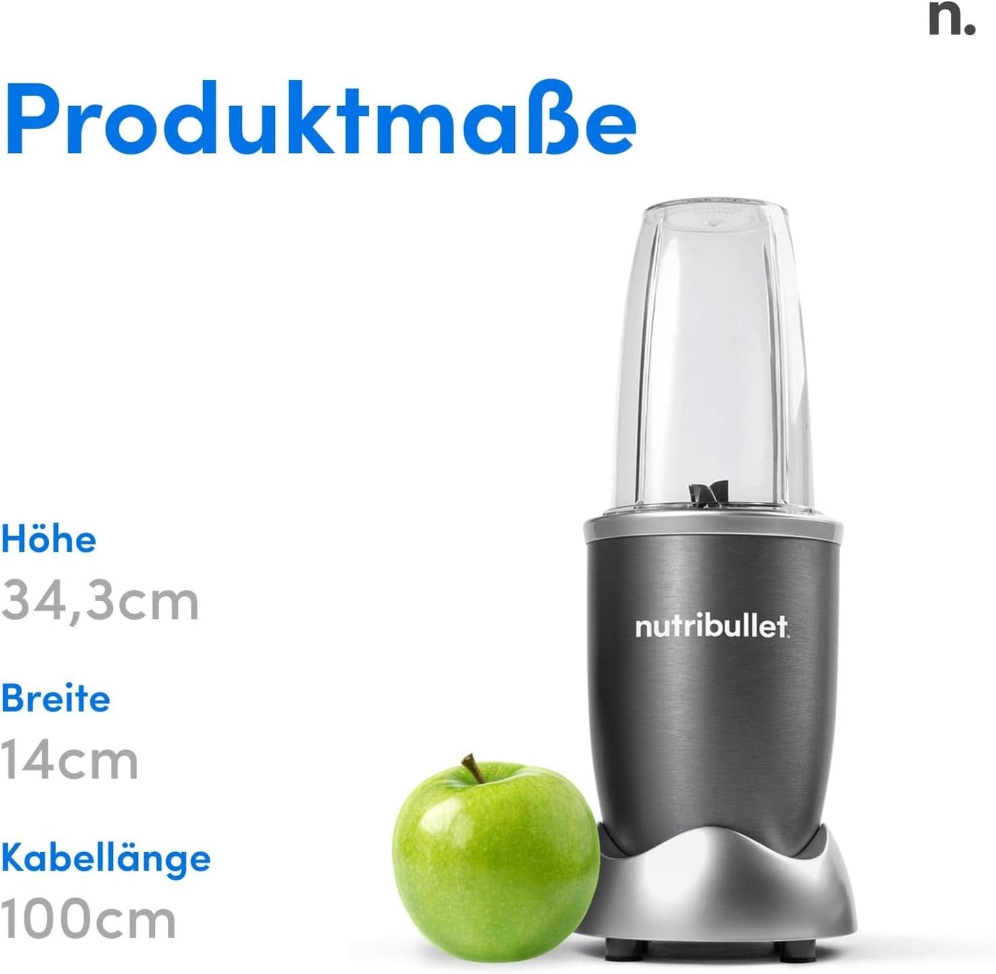 Nutribullet Original, Elektrischer Mixer, Zerkleinerer, Smoothiemixer, Smoothie Maker, 600 W Leistung, Einfach Und Schnell in Der Anwendung, Kompakt, Leicht Zu Reinigen, NB603DG Kitchen Naty Shop