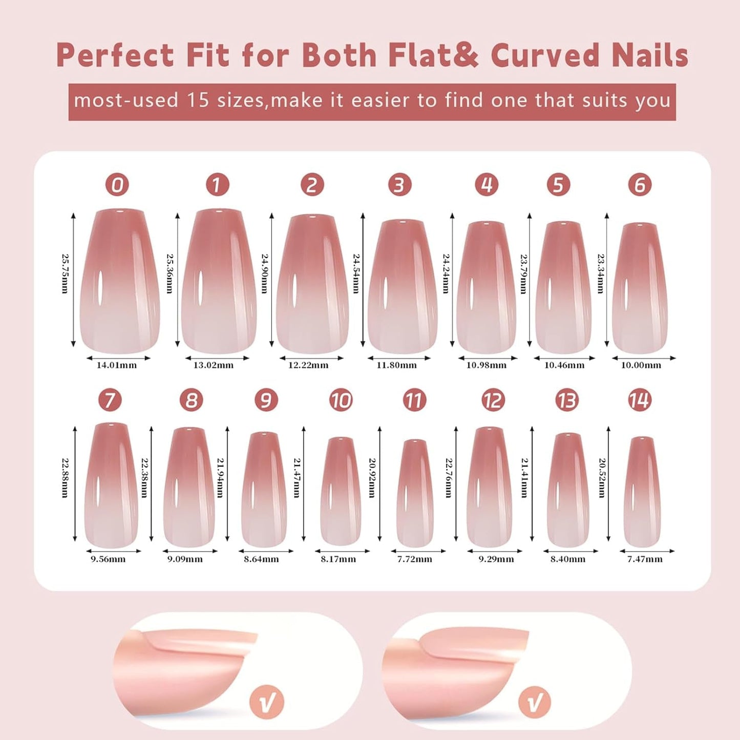 Kit per unghie finte sfumate da 150 pezzi - 5 colori per unghie finte autoadesive dal design sfumato - Copertura completa per donne e ragazze - Unghie finte lucide per manicure fai-da-te (Quadrato)