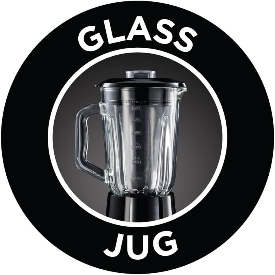 Russell Hobbs Robot da cucina 2 in 1 [mixer in vetro da 1,5 l e mini frullatore da 0,6 l -To-Go-Trinkflasche Inkl. Deckel] Spülmaschinenfest, funzione Impuls-/Ice-Crush, Becher BPA Frei, Edelstahl 23821-56 Kitchen Naty Shop