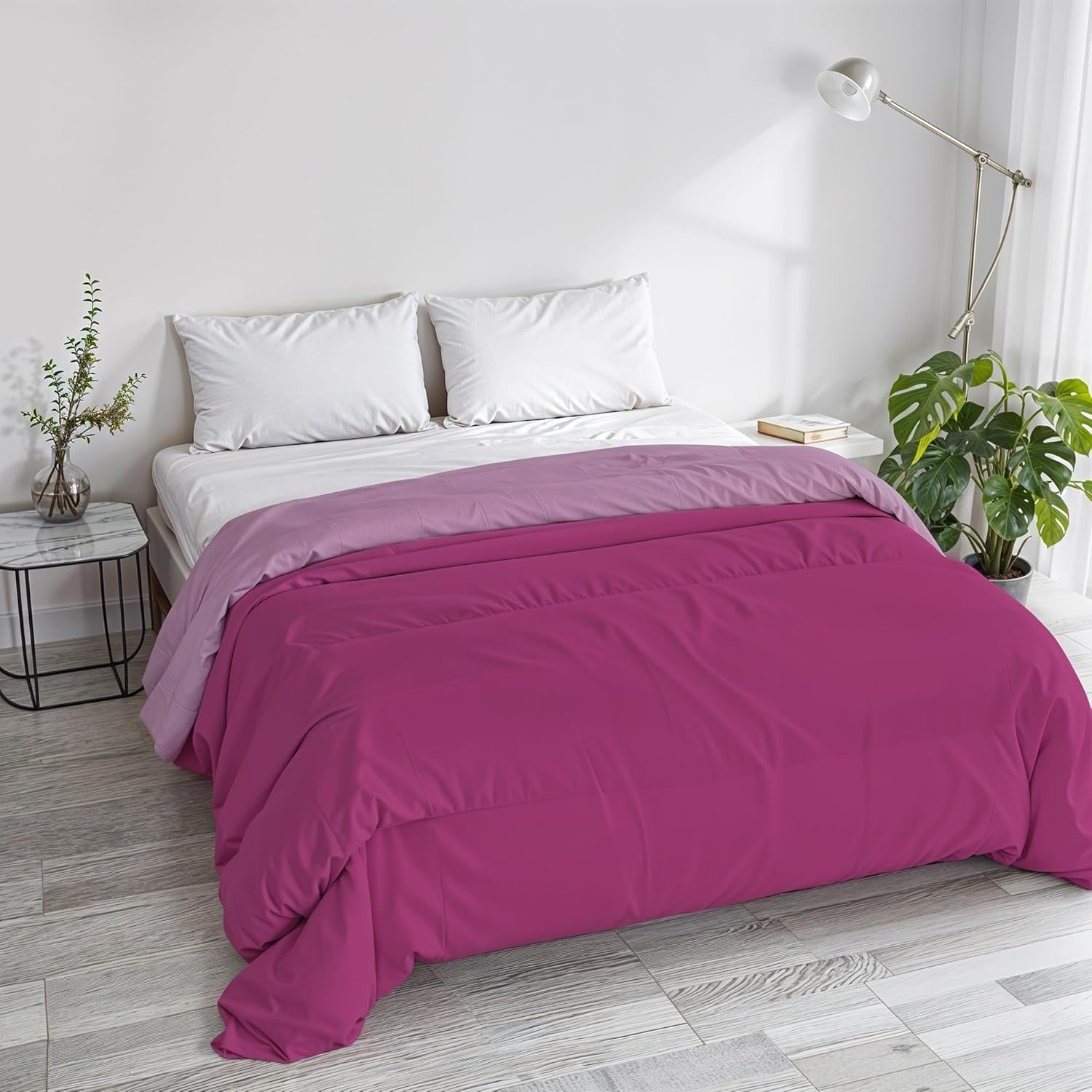 Trapunta invernale basic, tinta unita e imbottita, verde scuro/crema, 200X245Cm Naty Shop piumini e trapunte Fucsia/Lilla 250X245Cm