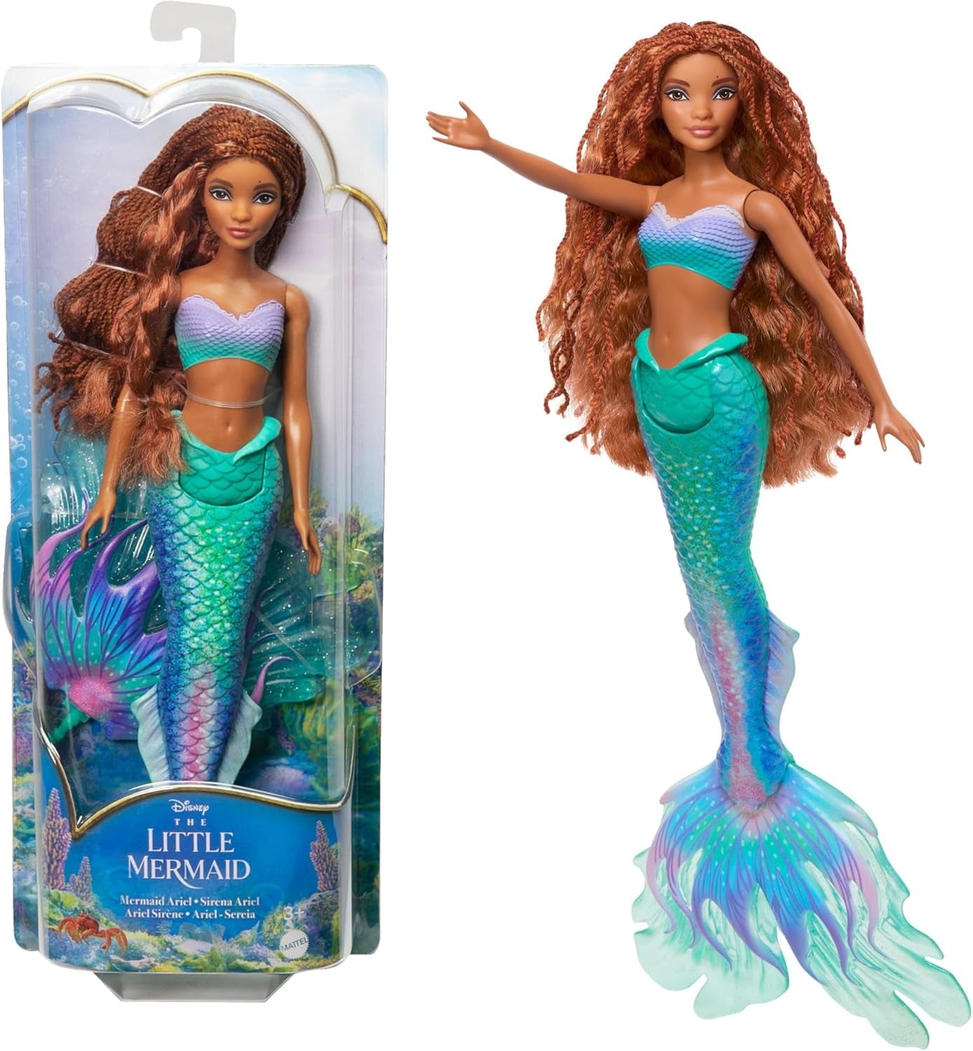 Mattel Disney Ariel - Bambola La Sirenetta, Ispirata al film La Sirenetta, Giocattolo Sirena, Posizionabile, Regali Disney, Giocattolo per bambini dai 3 anni in su, HLX08