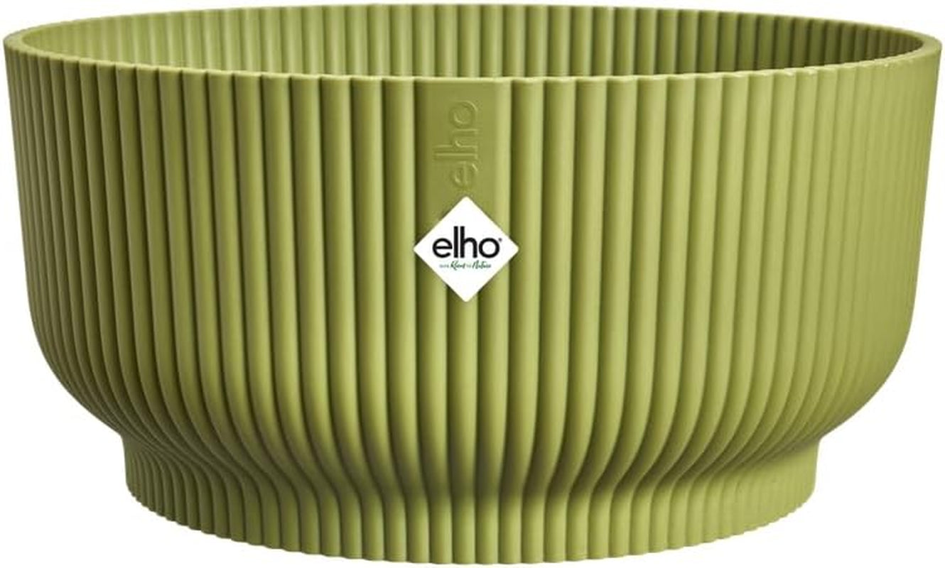 elho Vibes Fold Bowl 25 - Vasi da fiori per interni - 100% plastica riciclata - Ø 24,9 x H 12,1 cm - Verde/Ferngrün
