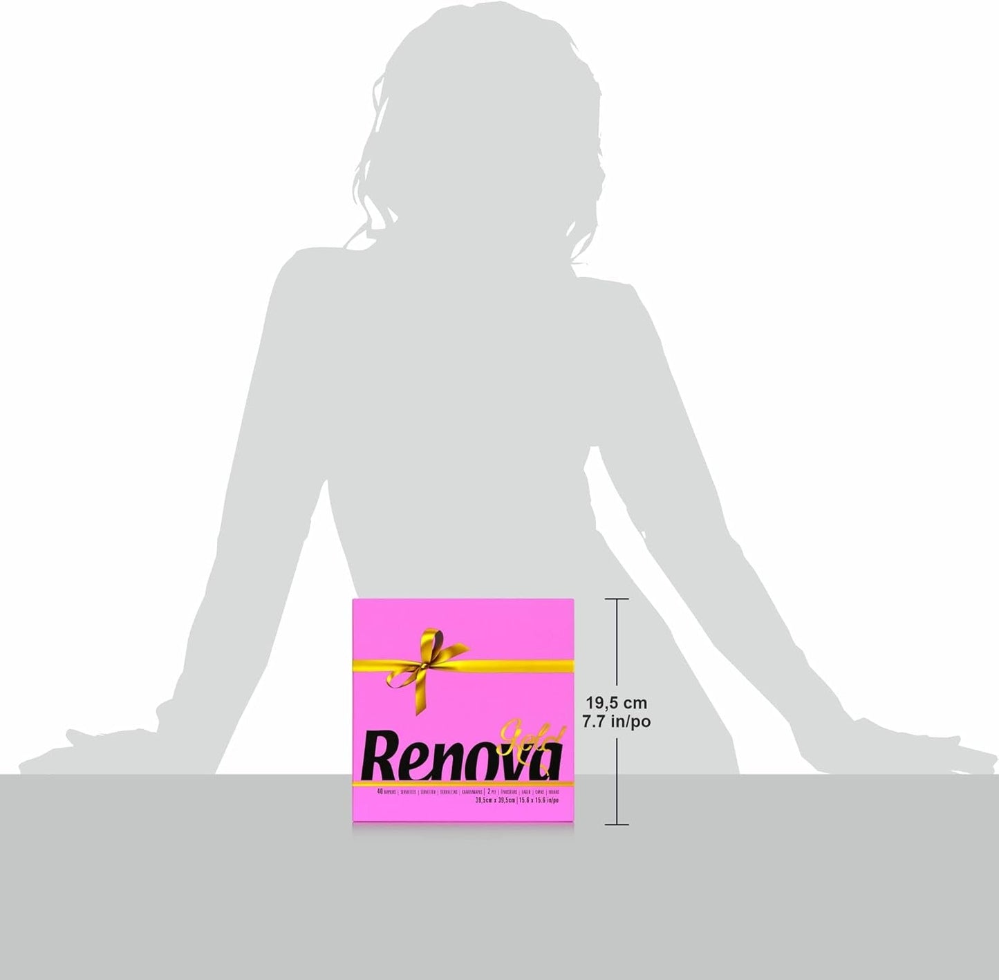 Tovaglioli di carta Renova, fucsia, 40 tovaglioli, grandi, 2 veli