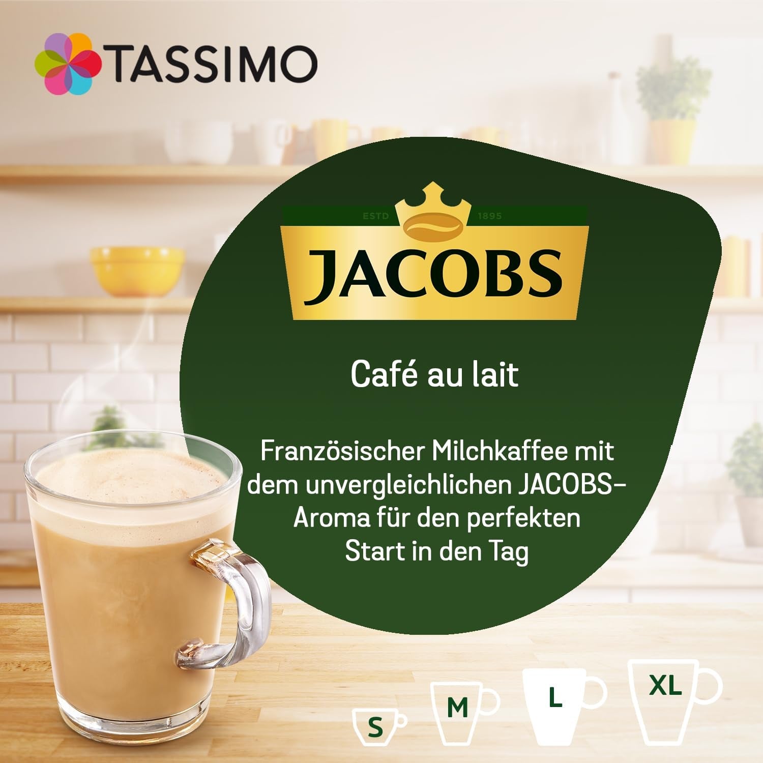 Tassimo Kapseln Jacobs Café au Lait, 5 x 16 cialde, 80 Kaffeekapseln