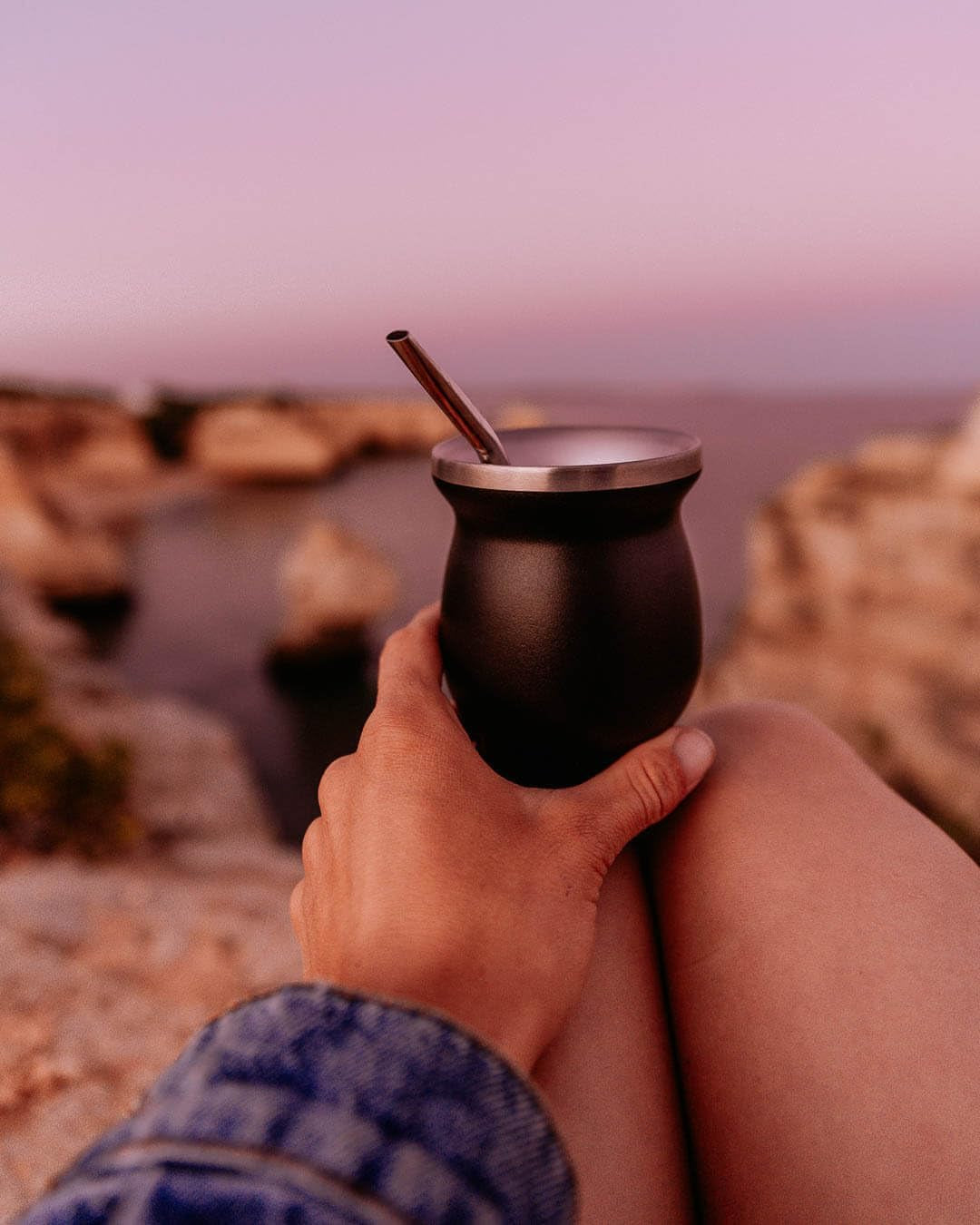 Set da tè Mate Bio ● 3 assortimenti Mate + 2 tazze Mate in acciaio inossidabile a doppia parete + 2 bombillas + istruzioni per la preparazione (nero)