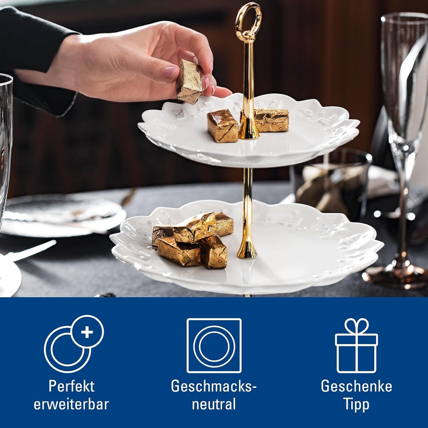 Villeroy & Boch Toys Delight Royal Scaffale classico, espositore decorativo a più livelli per biscotti, pasticcini e piccole porzioni di torta, porcellana Premium, bianco