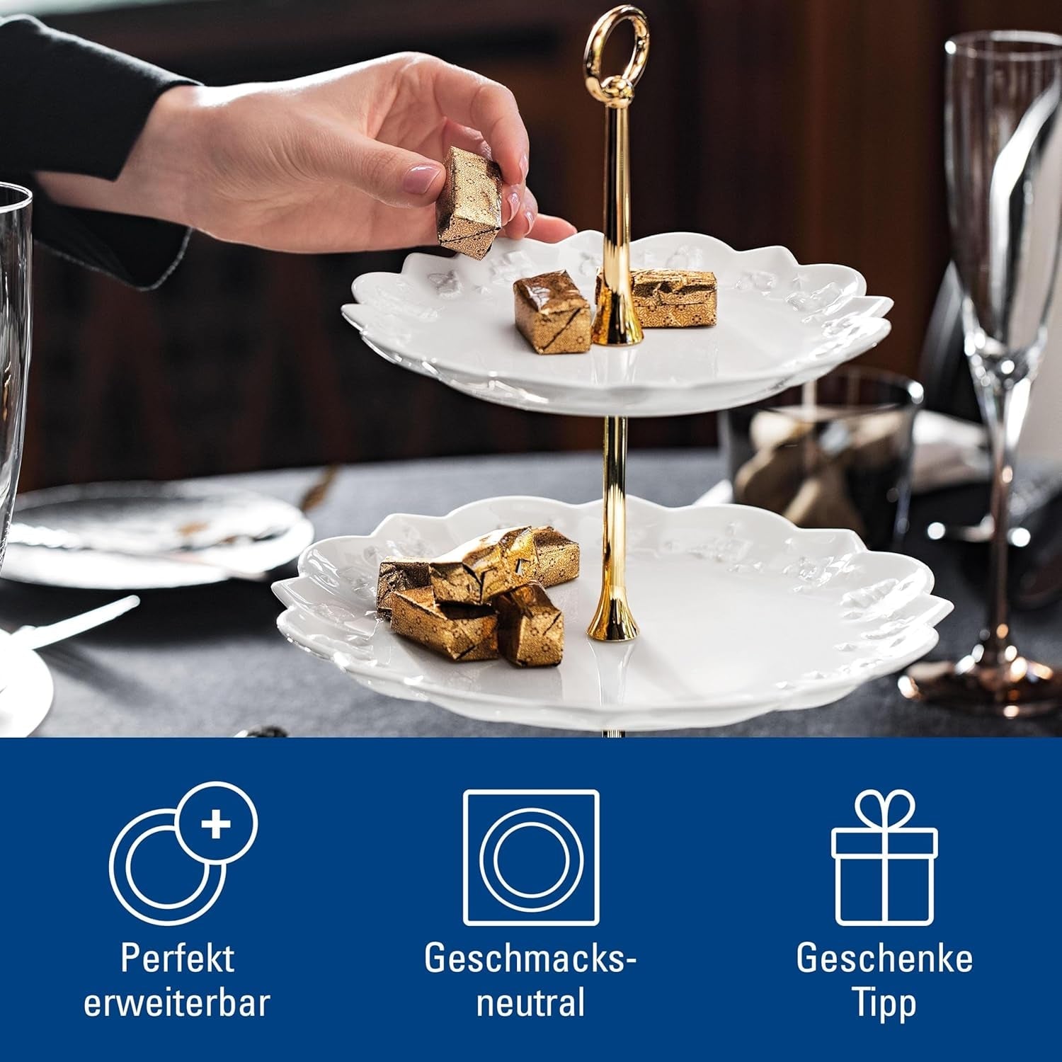 Villeroy & Boch Toys Delight Royal Scaffale classico, espositore decorativo a più livelli per biscotti, pasticcini e piccole porzioni di torta, porcellana Premium, bianco