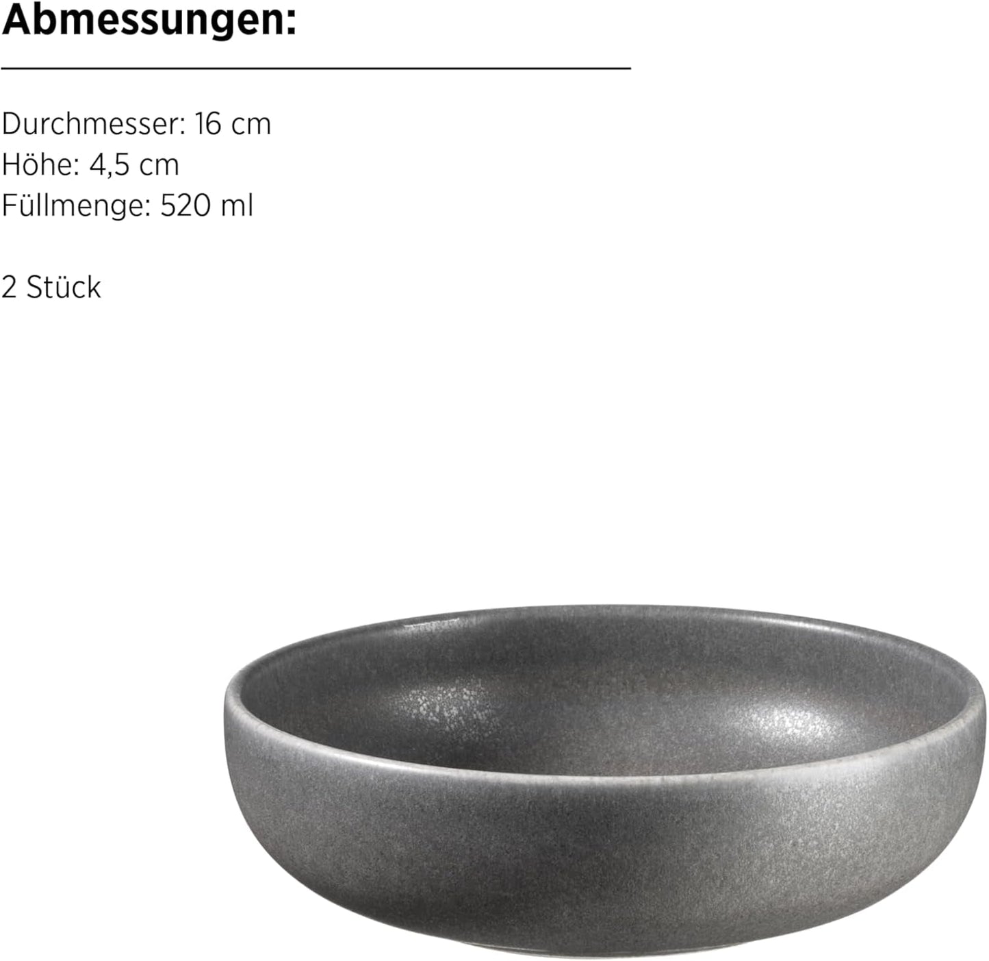 MÄSER Serie Unico, Servizio da tavola per 2, Senza tempo, Elegante, Servizio da tavola in ceramica da 8 pezzi, Gres, Antracite