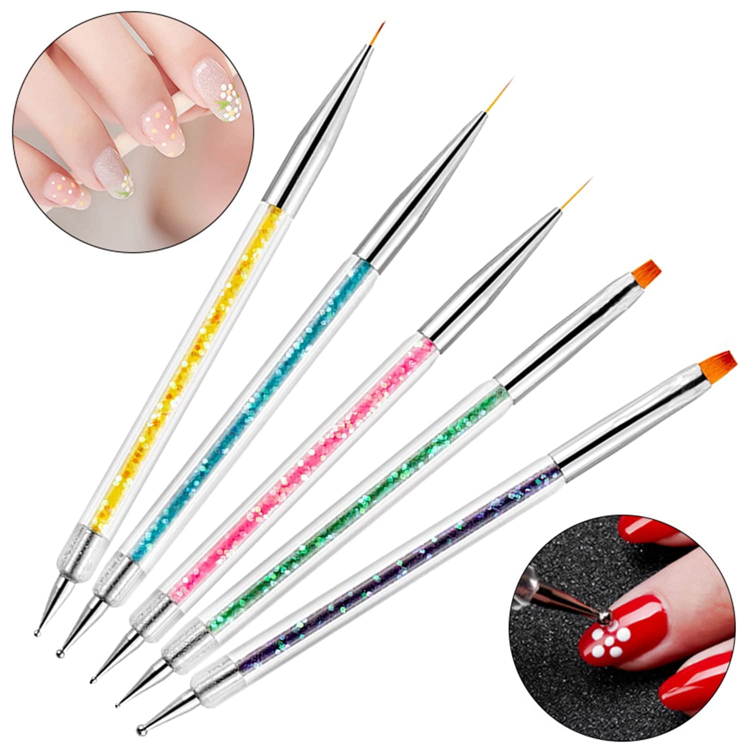 Nagel Pinsel 5 pezzi Nagel Art Fineliner Pinsel, Nagel Pinsel Set Pinsel per Nagellack Nail Brush Nagellack Pinsel Art Pen per design fai da te per nail art. (Vernice-1)