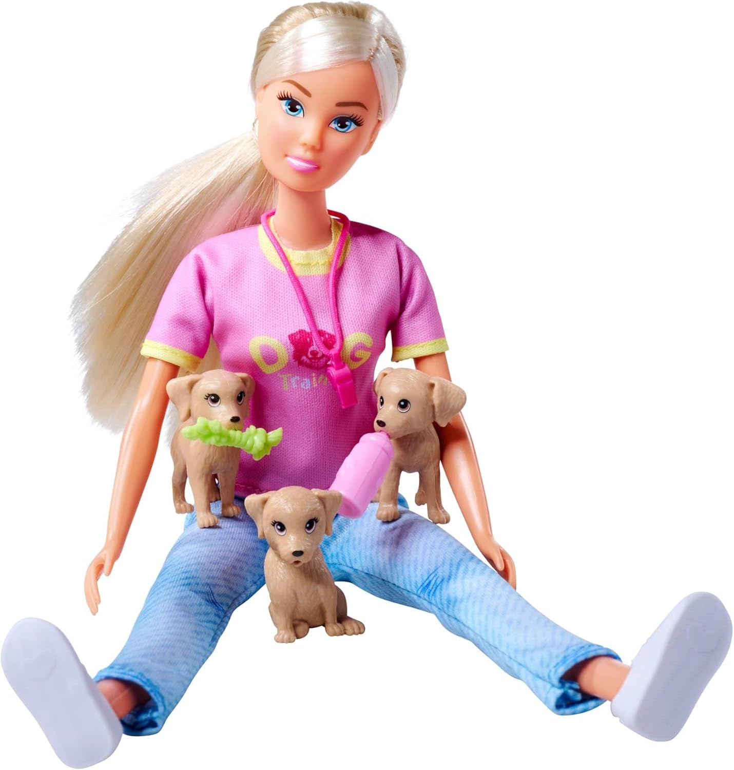 Simba Steffi Love Dog Trainer, bambola giocattolo come addestratrice di cani con corso di addestramento, 3 cani e accessori, 29 cm, da 3 anni