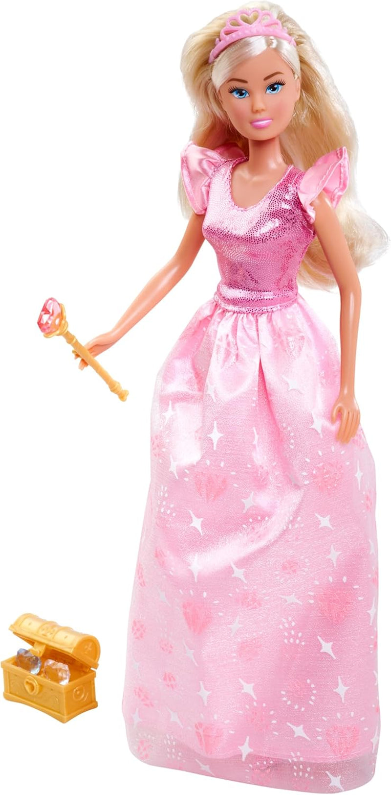 Simba Steffi Love Princess Diamond Princess gioca con la bambola con scrigno del tesoro magico, scettro e diamanti, 29 cm, da 3 anni in su