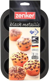 Zenker 6Er Muffinform Nero Metallico, 275X190X30 Mm, Teflon Classic Antihaftbeschichtung, Hitzebeständig Bis 230°C, Leichte Reinigung, Ideal Für Köstliche Muffins Stampi e teglie Naty Shop