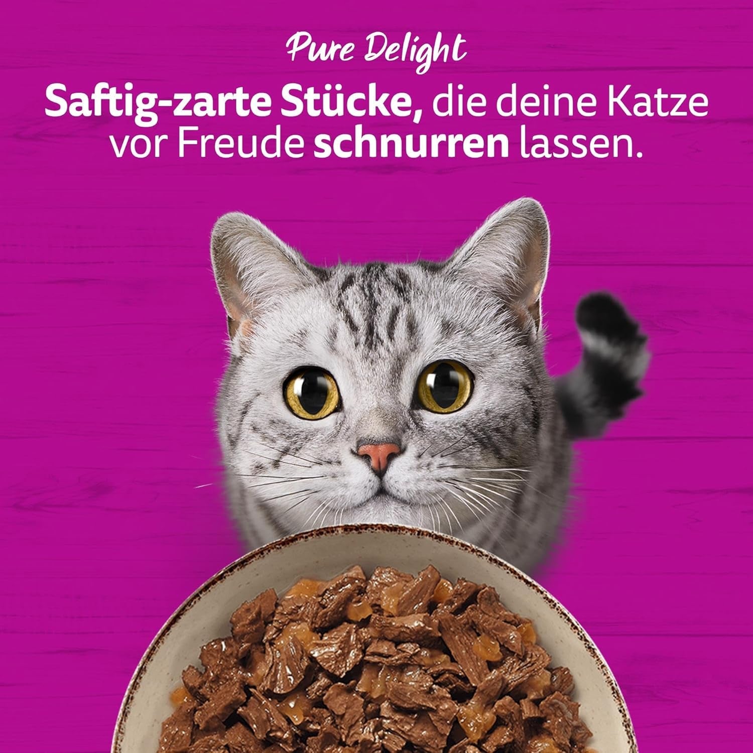 WHISKAS PURE DELIGHT Alimento umido in gelatina 24 x 85g Ragù Classico (4 confezioni) 48 buste porzionate
