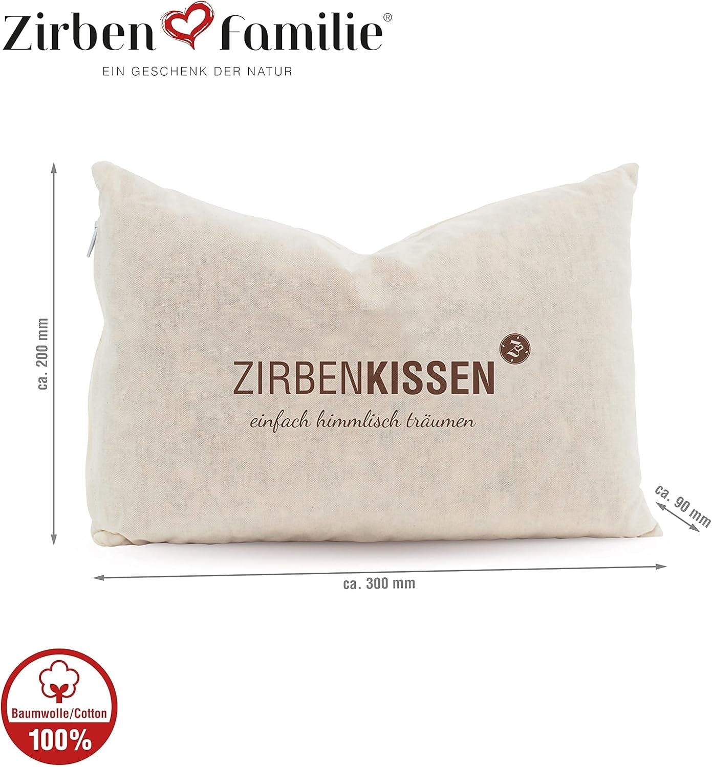 Famiglia di pino cembro Cuscino in pino cembro Semplicemente un sogno paradisiaco 30X20 cm, legno, naturale, 1 pezzo (1 confezione) Naty Shop cuscini standard