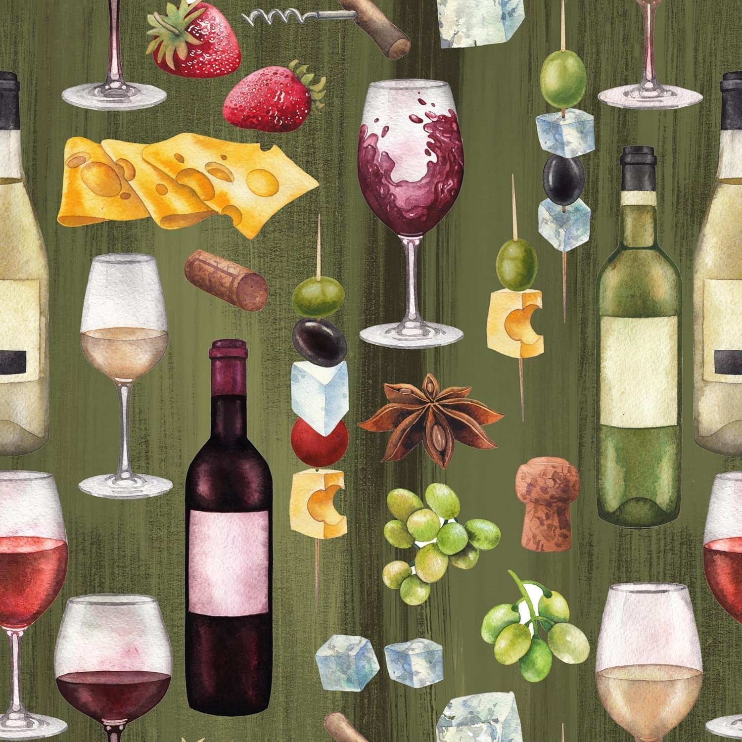 Tovaglioli Tiflair Cheese & Wine Lunch, 3 strati, 20 pezzi, Fromage, Vino, Wine Night, Per decoupage, 33 X 33 cm