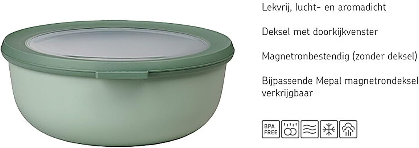 Mepal - Set multiciotola Cirqula Round da 4 pezzi - Barattoli con coperchio - Adatti come contenitore, frigorifero, congelatore e microonde - 500, 1000, 2000 e 3000 ml - Contenitori per alimenti in salvia nordica Naty Shop