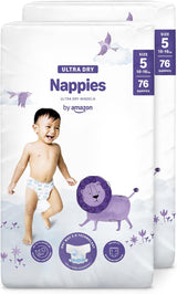 Pannolini Amazon Ultra Dry, taglia 1 (2-5 kg) - Scatola mensile, bianco, 96 pezzi (2 confezioni da 48) (ex marchio Mama Bear, prodotto identico)