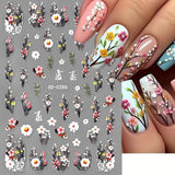 Adesivi per unghie con fiori di prugna, Adesivi per unghie con fiori bianchi e rosa, Adesivi per unghie con fiori in rilievo, Adesivi per unghie con fiori primaverili ed estivi, Disegni per unghie, Accessori per unghie, Nail Art