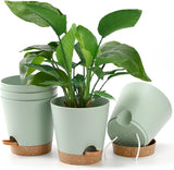 Vaso da fiori 6 pezzi 12,7 cm Fioriera autoirrigante Vaso da fiori per interni ed esterni ad alto drenaggio con vassoio per serbatoio e bordo per irrigazione Fioriera da giardino