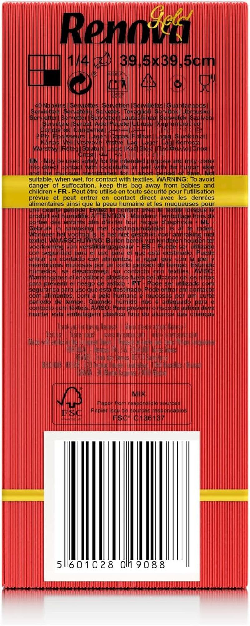 Tovaglioli di carta Renova Red Gold - 40 tovaglioli