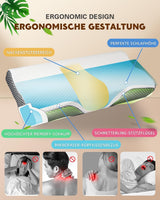 Cuscino per dolore al collo, cuscino ergonomico ortopedico per il collo, cuscino in memory foam addominale laterale posteriore, cuscino antirussamento per uomini e donne (62 * 34,5 * 12/8 CM) Cuscini ortopedici cervicali Naty Shop