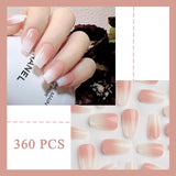 Set di 360 unghie finte ballerina sfumata, unghie artificiali incollate con sfumatura rosa bianca con 2 penne a olio per unghie, unghie finte medie sfumate per donne fai da te