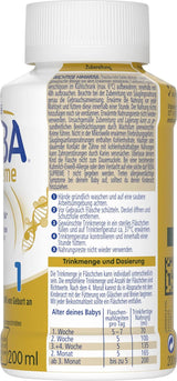 BEBA Nestlé BEBA SUPREME 1 Latte per lattanti: biberon pronti da bere con Omega 3, confezione da 4 (1 x 200 ml)