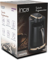 Caffetteria turca Inca | Macchine Türk Kahve | 250 ml (1-4 tazze) | 400 W | IKM-01 | Protezione contro le fuoriuscite e l'ebollizione senza acqua | Piastra riscaldante in acciaio inossidabile | Spegnimento automatico | Per un caffè turco perfetto