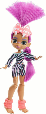 Cave Club GTH02 - Roaralai Pyjama Party Fun Doll, bambola articolata con capelli viola e accessori, regalo per bambini dai 4 anni in su, multicolore