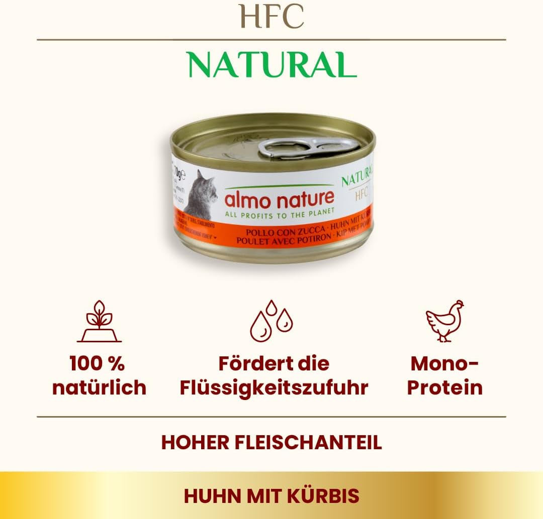 Almo Nature HFC Alimento umido naturale per gatti - Ricette assortite con pollo - 6 x 70g