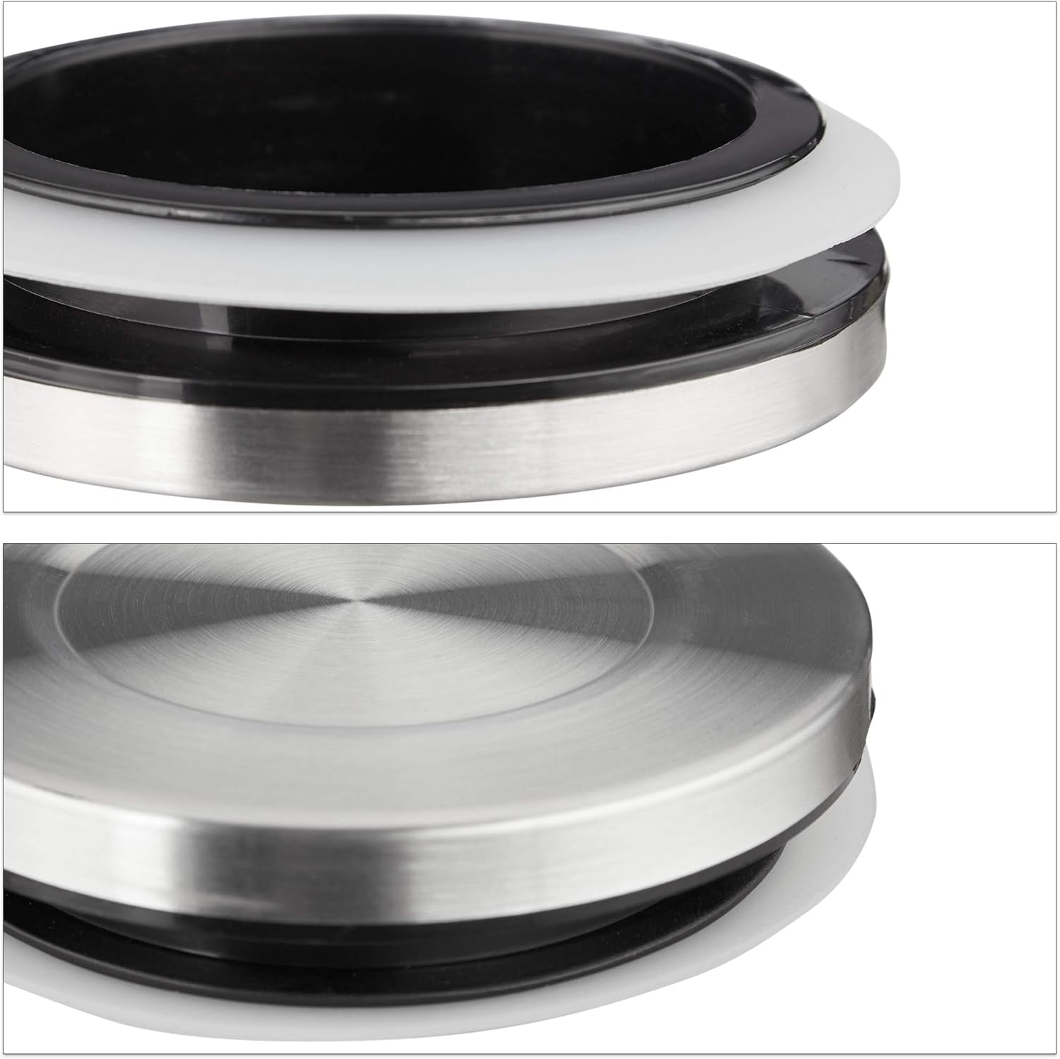Relaxdays Set da 3 Barattoli per Conservazione, Sigillati, Coperchio in Acciaio Inox, per Pasta, Muesli e Riso, Contenitore da Cucina da 1,5 Litri, Argento Trasparente, 24 x 9,5 x 9,5 cm, Contenitori per Alimenti Argento Trasparente Naty Shop