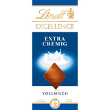 Lindt EXCELLENCE Cioccolato Al Latte Extra Cremoso | Barretta 100g | Cioccolato al latte pregiato e pregiato dal gusto cremoso e lattiginoso | Aroma intenso e persistente | Regalo di cioccolato