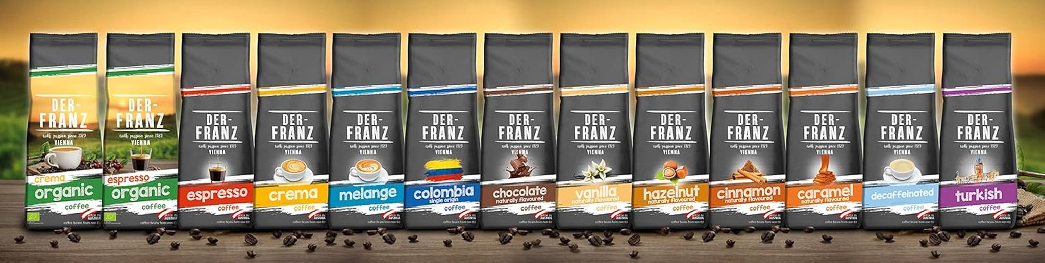 DER-FRANZ Kaffee Crema, Intensità 4/5, 100% Arabica, ganze Kaffeebohnen, 3 x 500 g