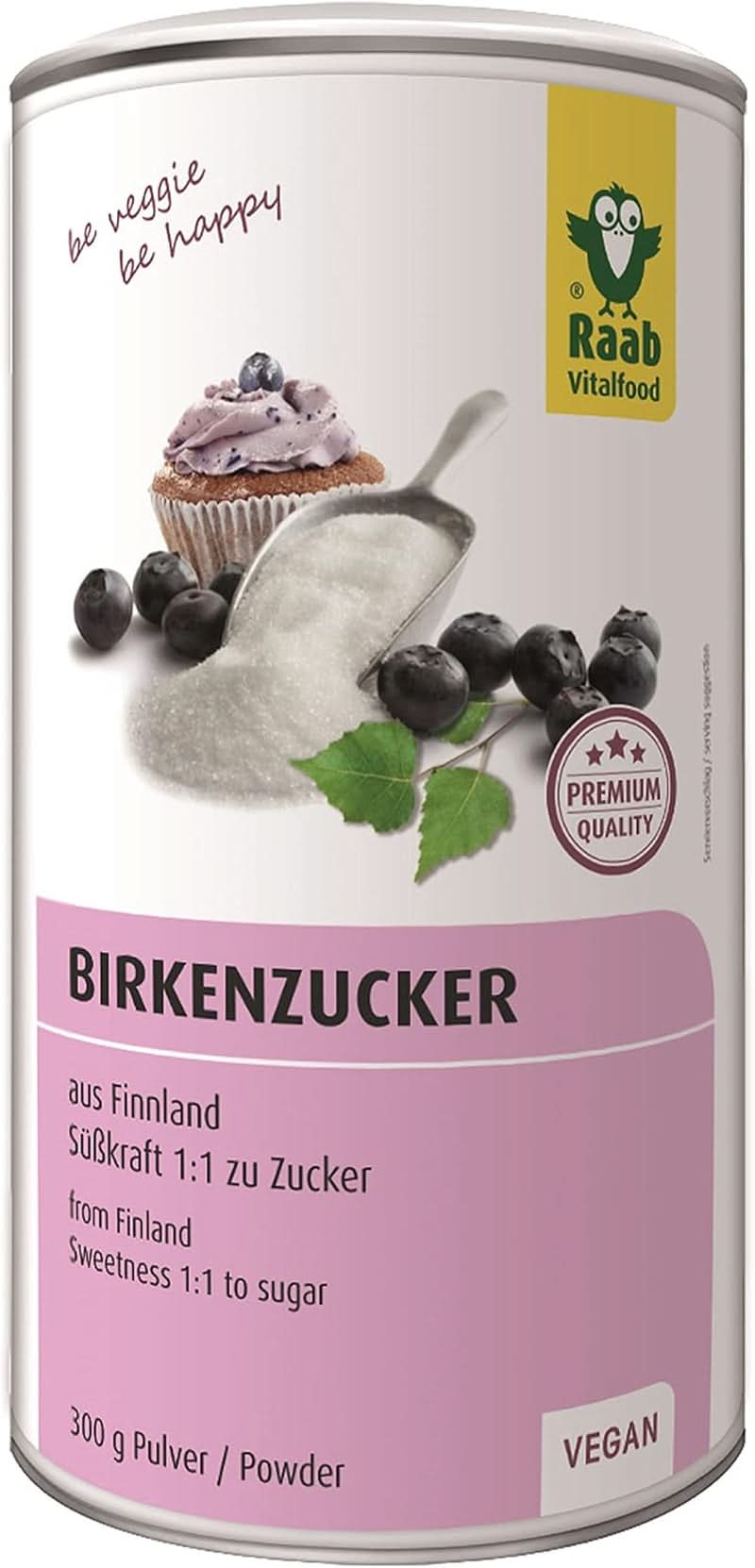Raab Vitalfood Premium, Zucchero di betulla con dolcificante xilitolo, Vegano, Alternativa 1:1 allo zucchero, 300 grammi Dolcificanti Naty Shop