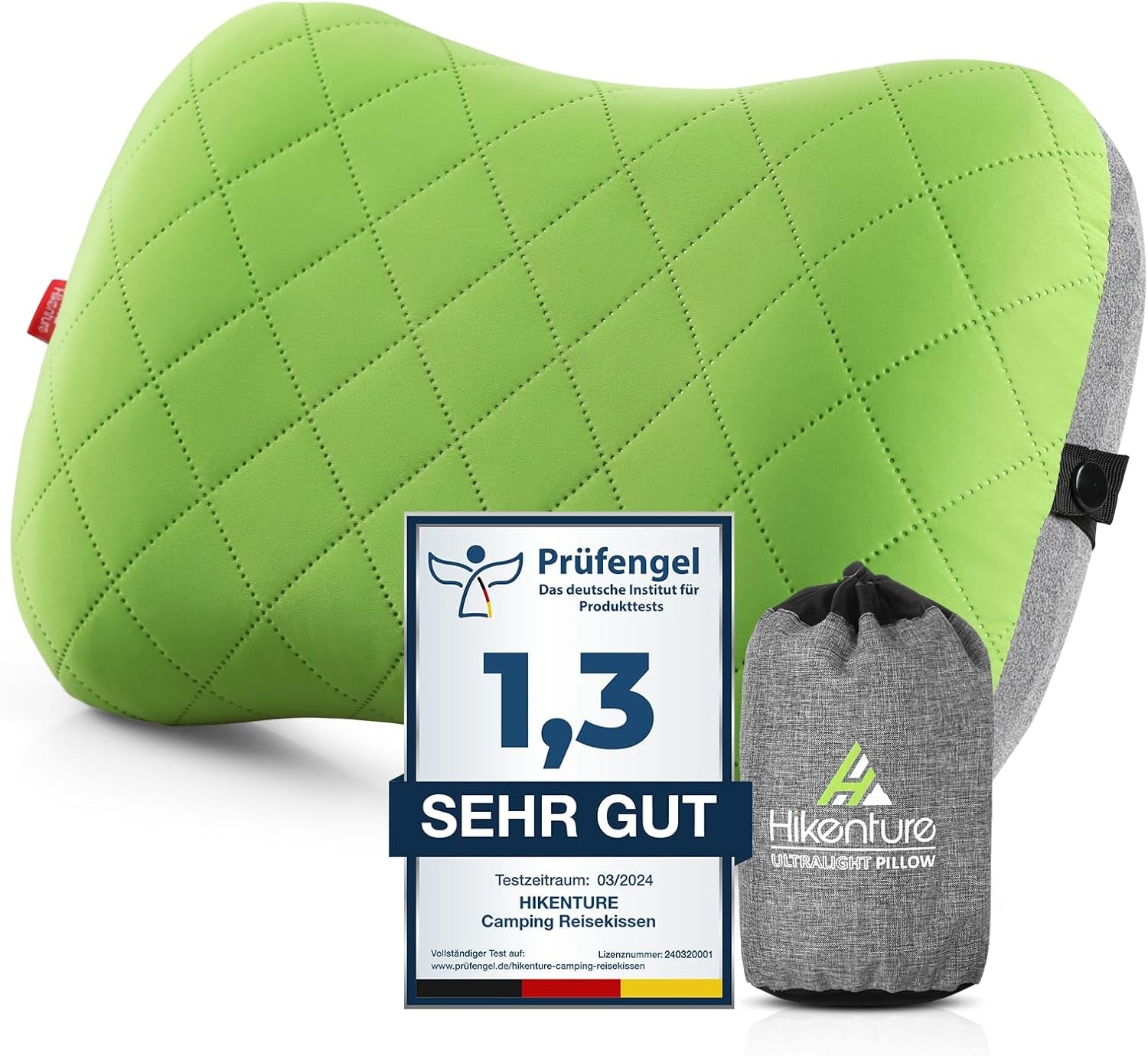 HIKENTURE Cuscino gonfiabile da campeggio/viaggio con fodera rimovibile, cuscino ergonomico, comodo cuscino per il collo da viaggio/all'aperto, cuscino gonfiabile per il collo da viaggio (verde)... Cuscini ortopedici cervicali Naty Shop Saluti
