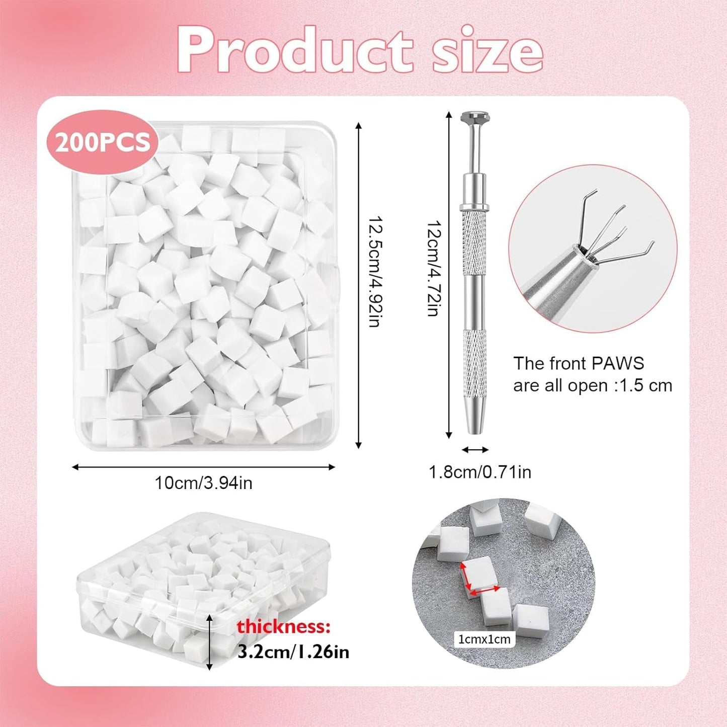 200 Pezzi Nail Art Schwamm Mit Metallgreifer,Nagelkunst Rendering Werkzeuge Mit Greifer,Sponge Nagel Pinsel,Nageldesign Zubehör Für Nail Art Rendering