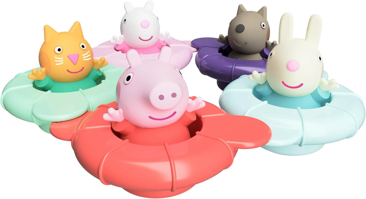 Tomy Toomies Peppa's Pool Party - 5 tazze ad anelli di collegamento con 5 giocattoli per bambini Peppa Pig & Friends Squirter d'acqua - Giochi da bagno +18 mesi - Giochi da bagnetto e giochi da piscina Bebe Naty Shop Toys Titolo predefinito