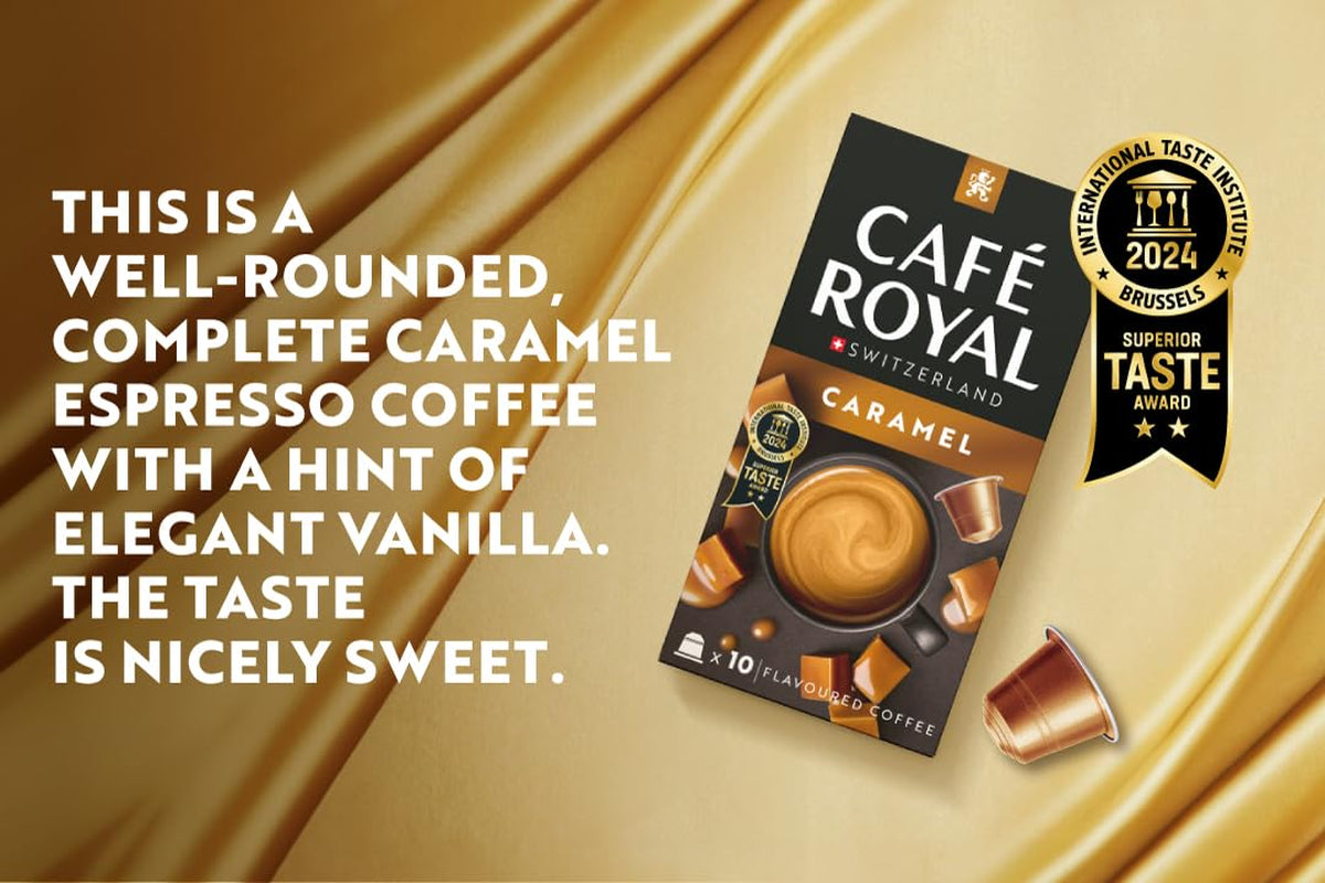 Café Royal Caramel Kaffee aromatizzato – Kaffeekapseln compatibile Nespresso®, cremoso, helle Röstung, 100 % Arabica, Rainforest Alliance, 100 Kapseln