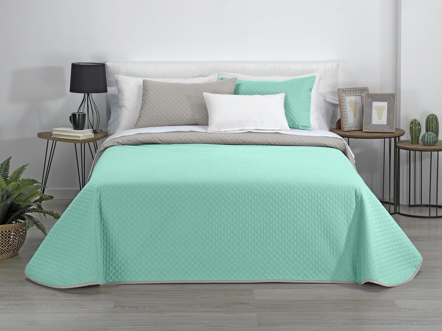 AVA | Trapunta reversibile | Per tutte le stagioni | Colore: Beige/Turchese | Per Letto 180 Cm. (270 X 270 Cm. Ancho X Alto) | Trapunta trapuntata Trapunte e trapunte Naty Shop Titolo predefinito