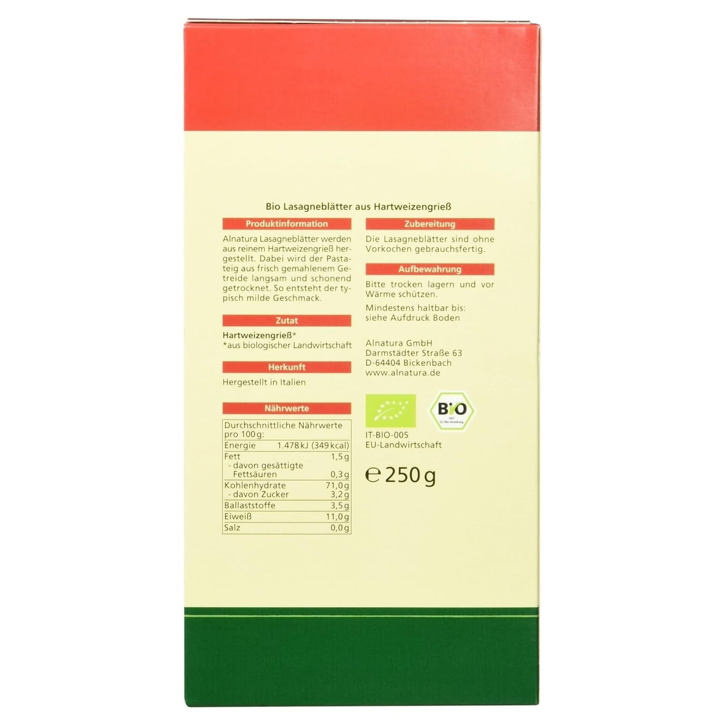Lasagne biologiche, 250g