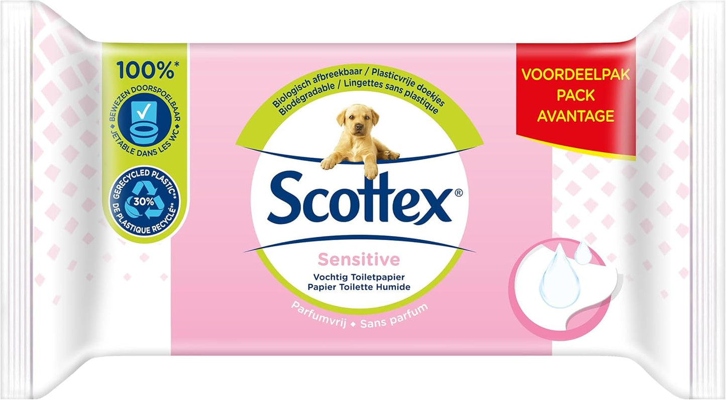 Carta igienica umidificata sensibile, 38 servizi (38 servizi X 12 confezioni, 456 servizi in totale)