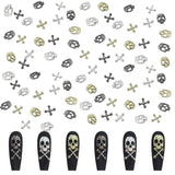 120 pezzi decorazioni per nail art con teschio croce set oro argento metallo charms per nail art punk in lega gioielli per nail art pietre scintillanti accessori