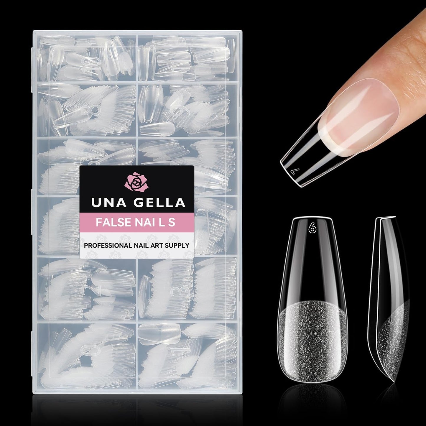 Punte per unghie in gel ballerina 216 pezzi 12 dimensioni Punte per unghie in gel morbido Copertura completa Set di estensioni per unghie Semi opaco Fai da te Home Art